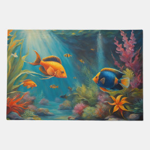 Tropical Fish in the Ocean with Coral and Seaweed Doormat