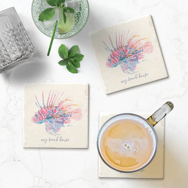 Tropical Fish Linonfish Stone Coaster (Creator Uploaded)