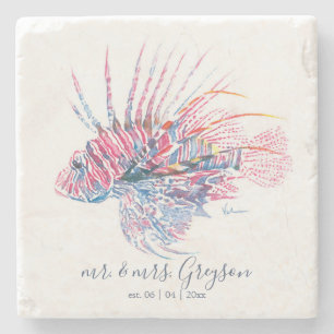 Tropical Fish Linonfish Wedding Favors Stone Coaster