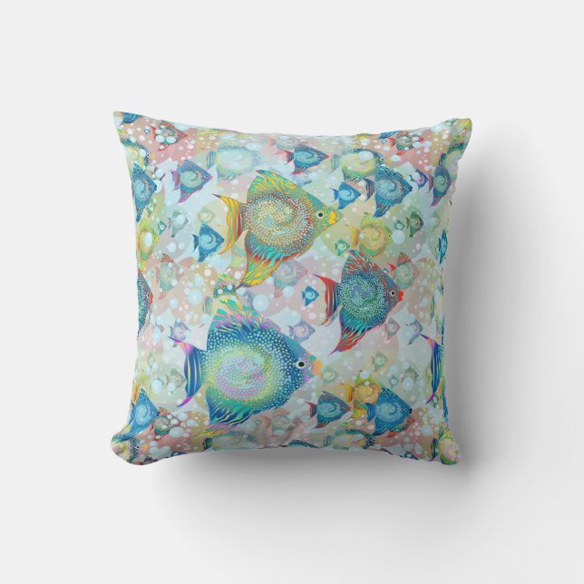Tropical Fish Marine Aquarium Throw Pillow (Front)