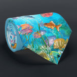 Tropical Fish Neck Tie<br><div class="desc">Watercolor underwater scene with colorful fish in the depths of the ocean</div>