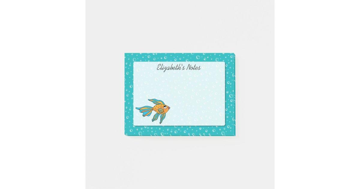 Tropical Fish Orange and Blue Personalized Post-it Notes | Zazzle