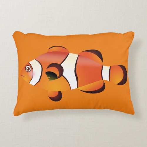 Tropical Fish Orange Clownfish  Accent Pillow