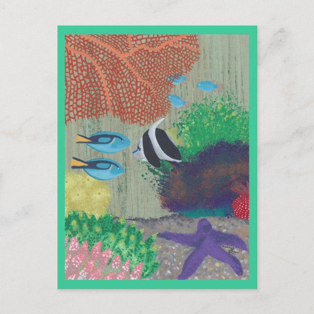 Tropical Fish Party Invitation Postcards (Front)