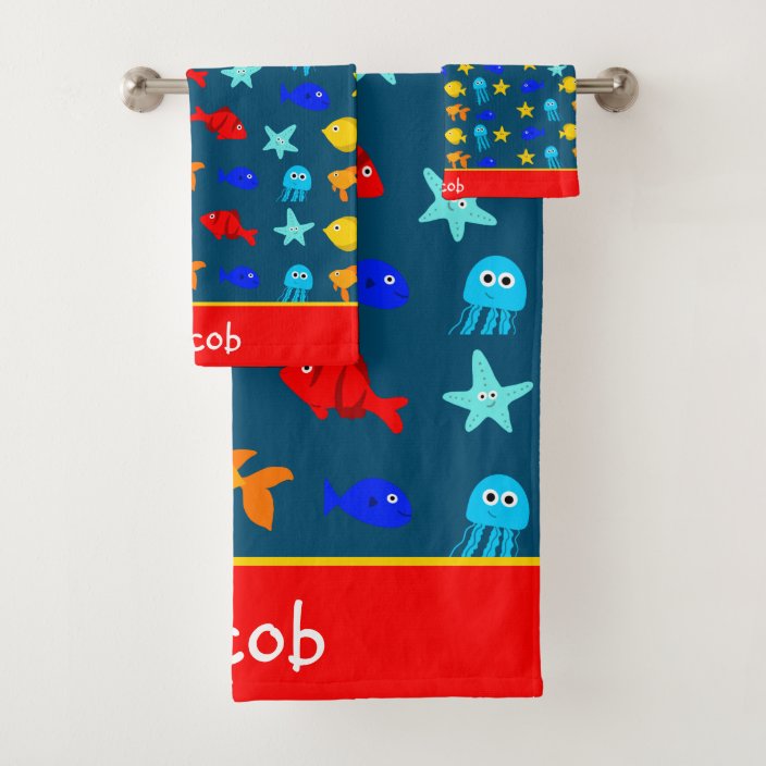 Tropical Fish Pattern Bath Towel Set