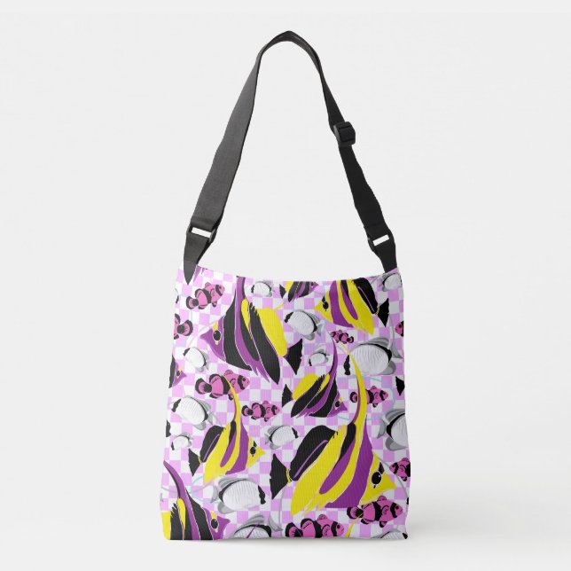 Tropical Fish Pattern Colourful Ocean Reef Crossbody Bag (Front)