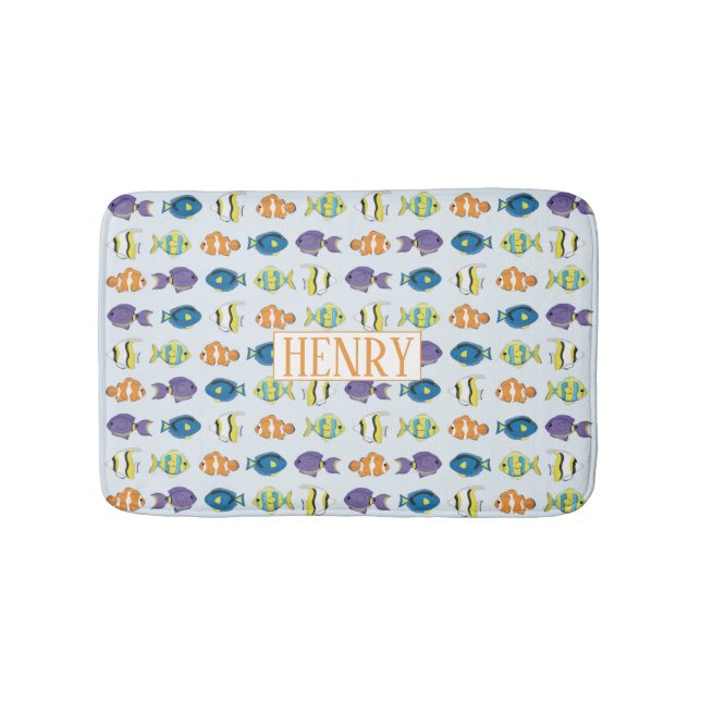 Tropical Fish Pattern Custom Small Bath Mat (Front)