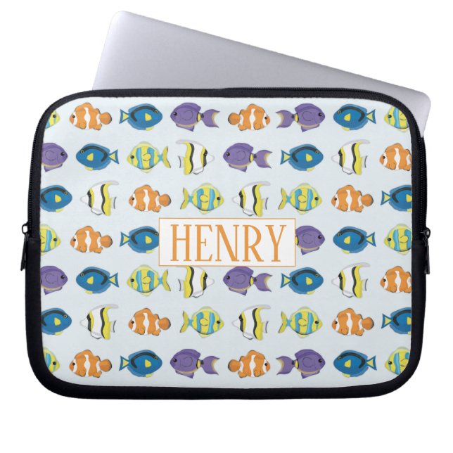 Tropical Fish Pattern Neoprene Laptop Sleeve 10 in (Front)