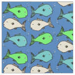 Tropical Fish Pattern on Dark Blue Background Fabric