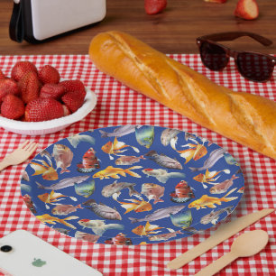 Tropical fish pattern paper plates