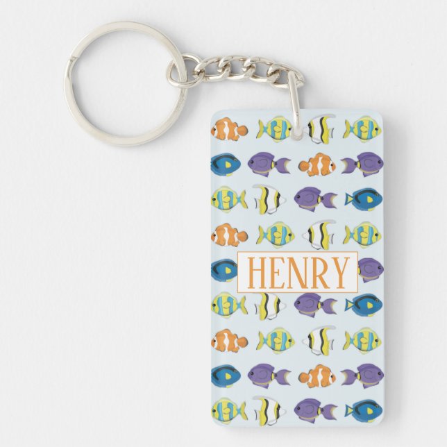 Tropical Fish Pattern photo keychain (Front)