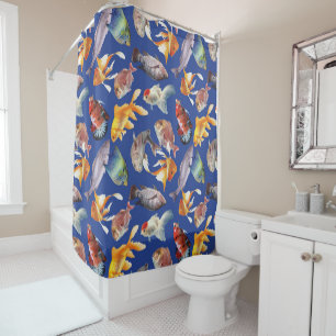 Tropical fish pattern shower curtain