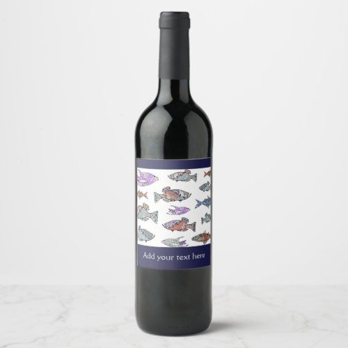 Tropical fish pattern wine label