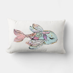 Tropical Fish Peach and Blue Pillow