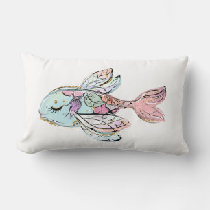 Tropical Fish Peach and Blue Pillow
