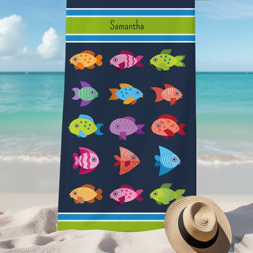 Tropical Fish Personalized Beach Towel