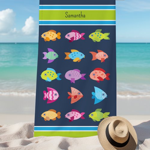 Tropical Fish Personalized Beach Towel