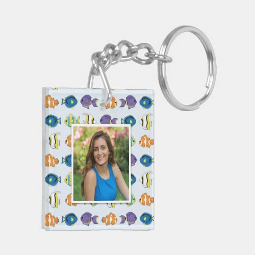 Tropical Fish Photo Square double_sided Keychain