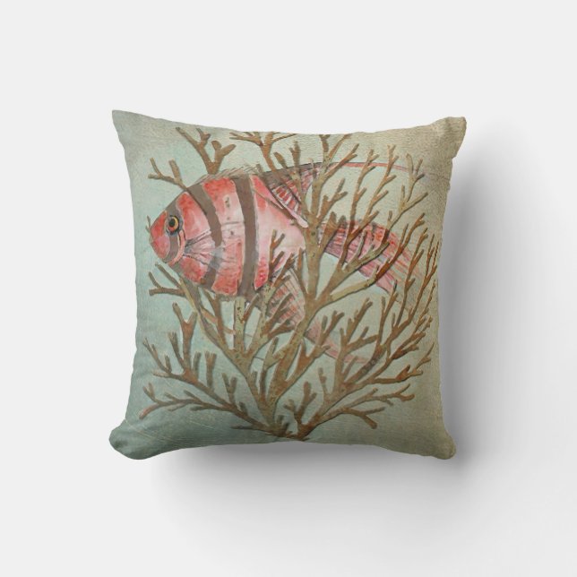 tropical fish pillow, Copyright Karen J Williams Throw Pillow (Front)