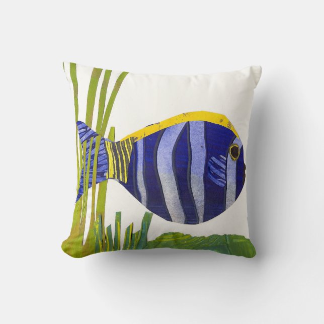 Tropical Fish Pillow - Purple (Front)