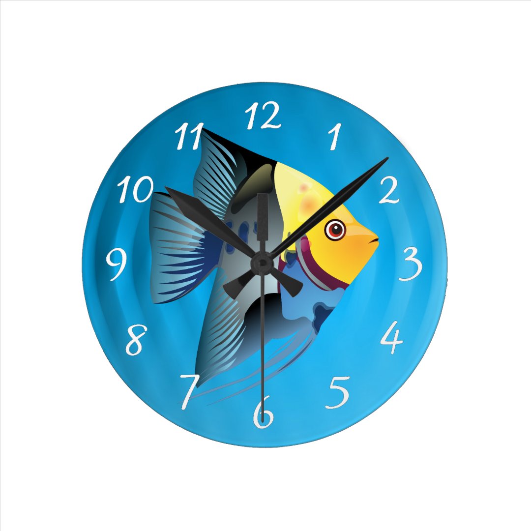 tropical fish round clock Zazzle