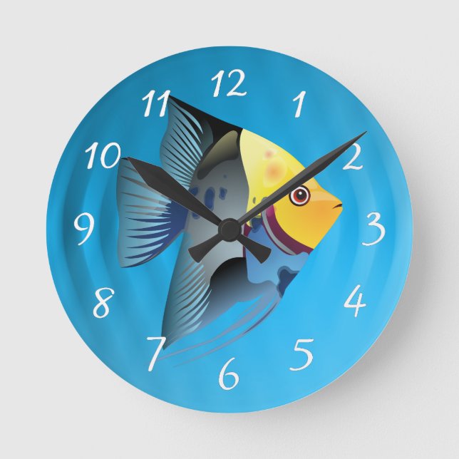 tropical fish round clock (Front)