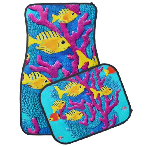 Tropical Fish Seamless Pattern Car Floor Mat