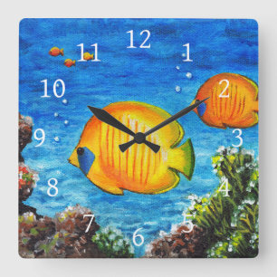 Tropical Fish Square Wall Clock