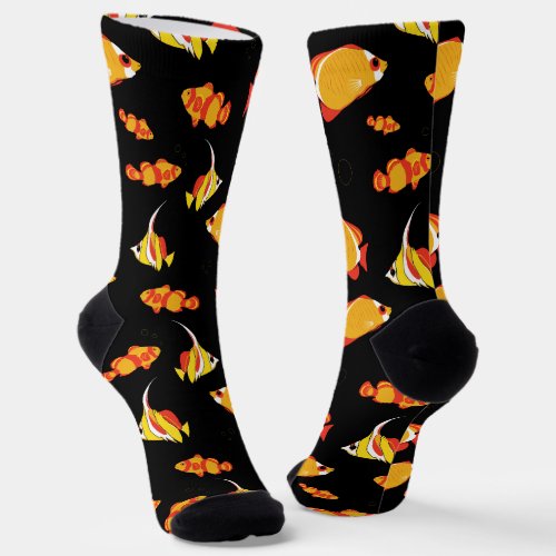 Tropical Fish Swimming Colourful Pattern Socks