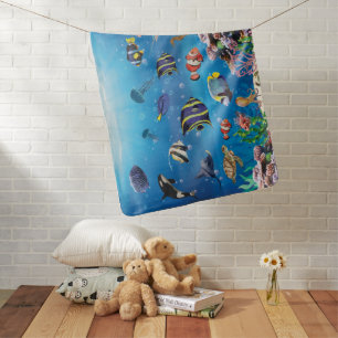 Tropical Fish swimming Seabed Baby Blanket
