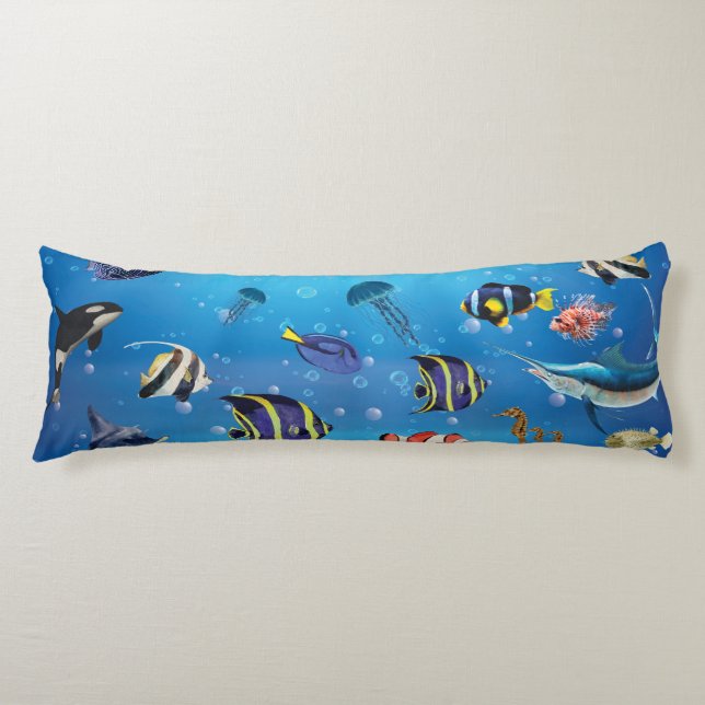 Tropical Fish swimming Seabed Body Pillow (Front)