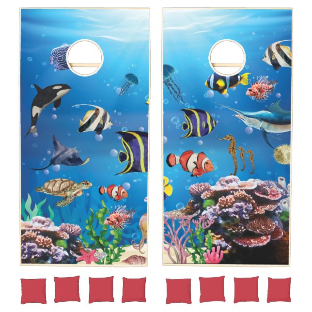 Tropical Fish swimming Seabed Cornhole Set (Set)