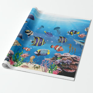 Tropical Fish swimming Seabed Wrapping Paper