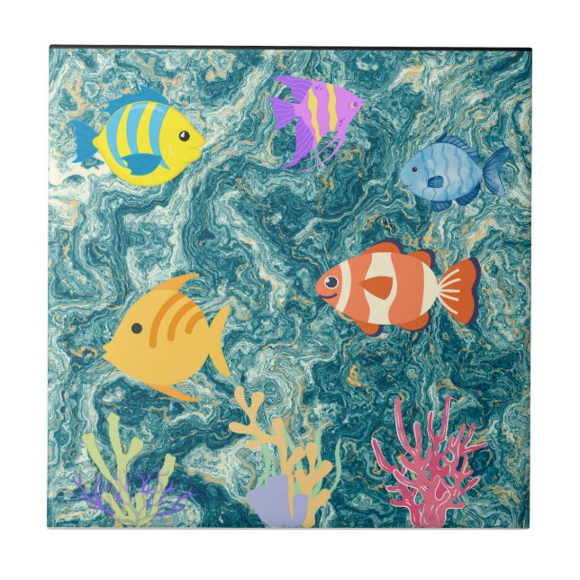  tropical fish tank aqarium   ceramic tile (Front)
