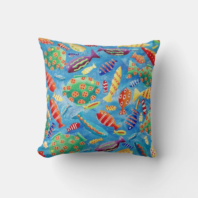 Tropical Fish Throw Pillow (Front)