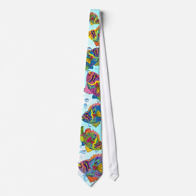 Tropical Fish Tie-Whimsical Art, Water Background Tie (Front)