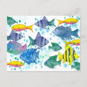 Tropical Fish Turquoise Blue Ocean Sea Creatures Postcard