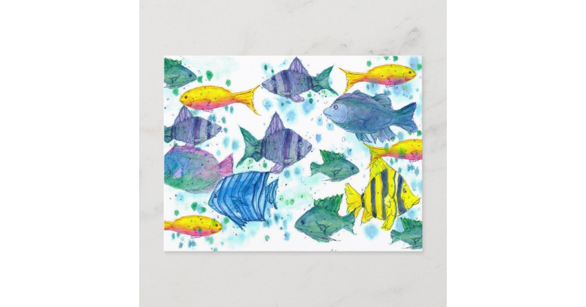 Tropical Fish Turquoise Blue Ocean Sea Creatures Postcard