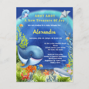  Tropical fish under the sea Baby Baby Shower Invitation Postcard