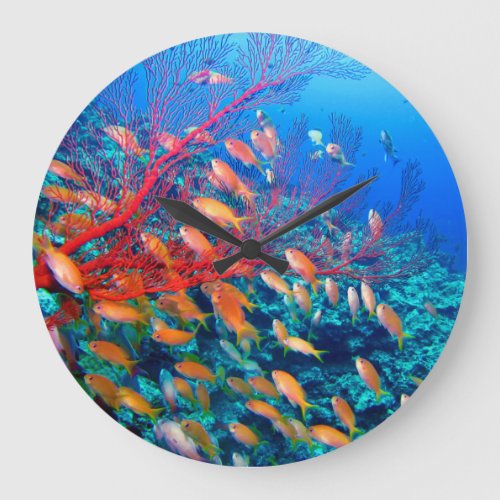 Tropical Fish Undersea Coral Reef Large Clock