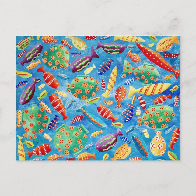 Tropical Fish Underwater Sea Life Painting Postcard (Front)