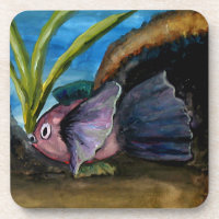 Tropical Fish Watercolor Beverage Coaster