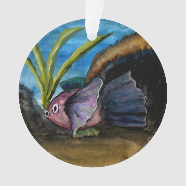 Tropical Fish Watercolor Florida Christmas Ornament (Front)