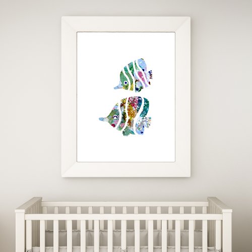 Tropical Fish Watercolor Nursery Art Poster