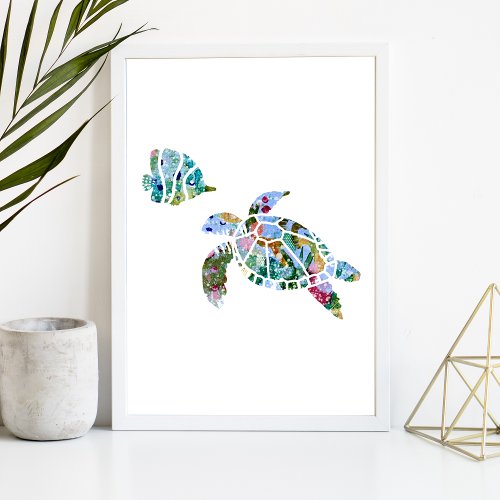 Tropical Fish Watercolor Nursery Art Poster