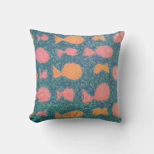 Tropical Fish Watercolor Throw Pillow