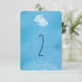 Tropical fish watercolor wedding table number (Standing Front)