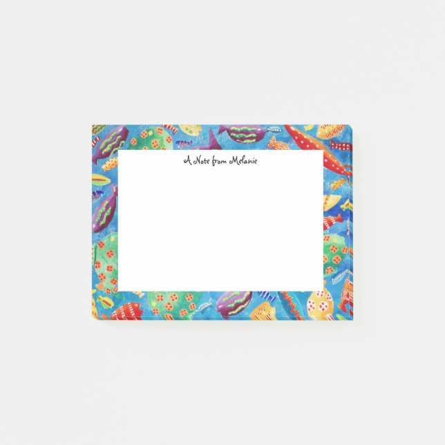 Tropical Fish Watercolour Personalised Post-it Notes (Front)