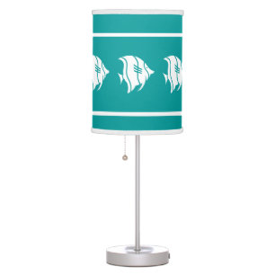 TROPICAL FISH White on aqua Table Lamp