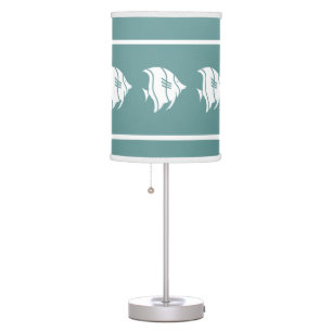 TROPICAL FISH White on blue teal Table Lamp